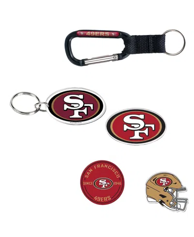 Wincraft San Francisco 49ers 5-pack Key Ring And Fridge Magnet Set In Transparent