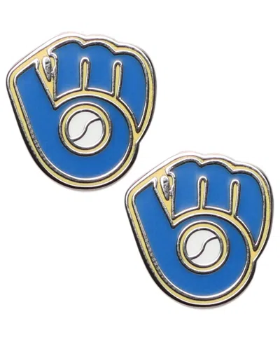 Wincraft Silver-tone Milwaukee Brewers Stud Earrings In Blue