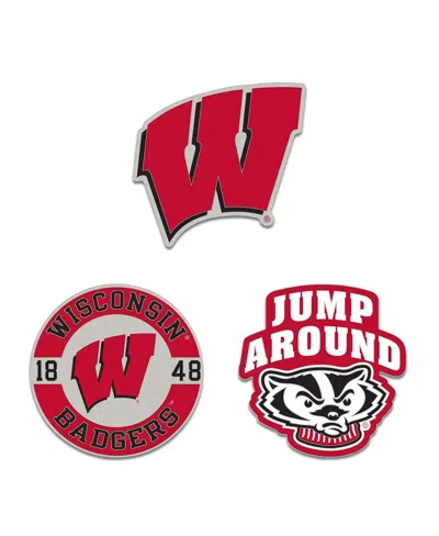 Wincraft Wisconsin Badgers Collector Pin, Set Of 3 In Red