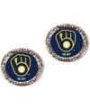 Wincraft Women's Milwaukee Brewers Logo Round Post Earrings In Blue