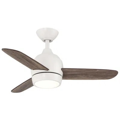 Wind River 36" Mini Matte White Led Ceiling Fan W/ Vintage Oak Blades