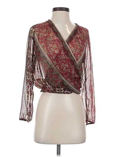 Pre-owned Windsor 3/4 Sleeve Blouse In Burgundy