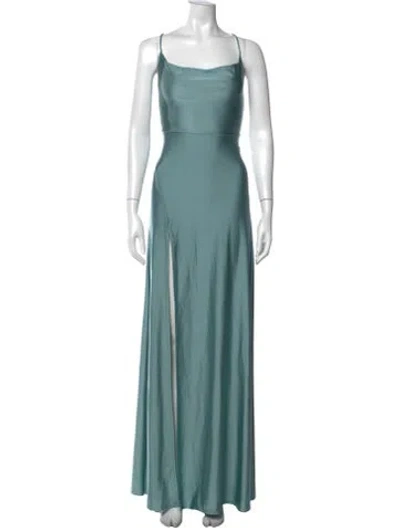 Pre-owned Windsor Cowl Neck Long Dress In Blue/green