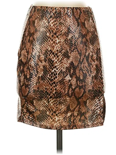 Pre-owned Windsor Faux Leather Skirt In Brown