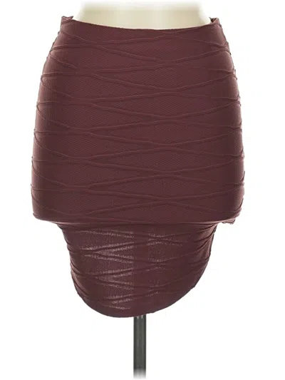 Pre-owned Windsor Faux Leather Skirt In Burgundy