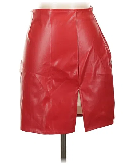 Pre-owned Windsor Faux Leather Skirt In Red