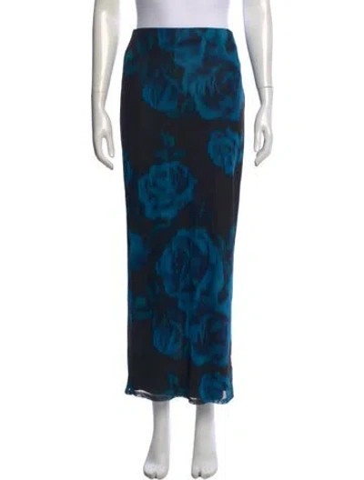 Pre-owned Windsor Floral Print Long Skirt In Blue