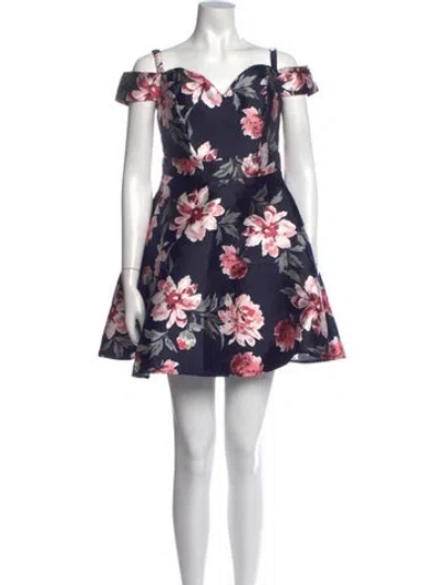 Pre-owned Windsor Floral Print Mini Dress In Blue