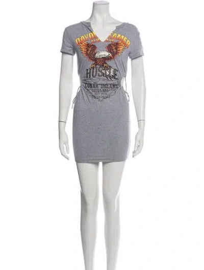 Pre-owned Windsor Graphic Print Mini Dress In Purple