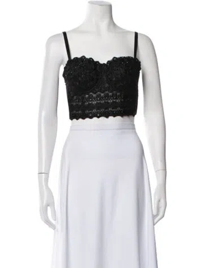 Pre-owned Windsor Lace Pattern Square Neckline Crop Top In White