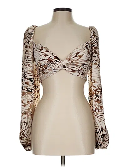 Pre-owned Windsor Long Sleeve Blouse In Tan