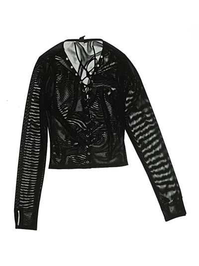 Pre-owned Windsor Long Sleeve Top Black Plunge Neckline Tops