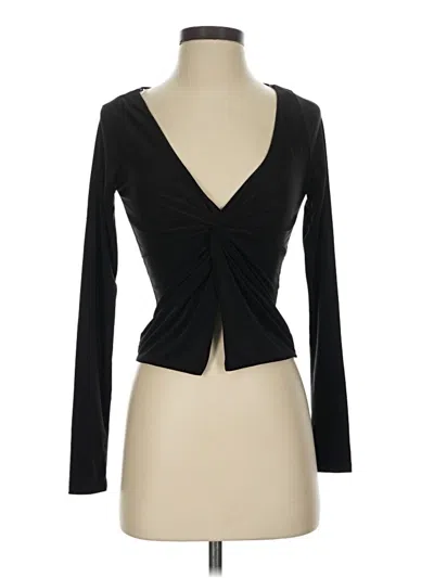 Windsor Long Sleeve Top Black Plunge Neckline Tops