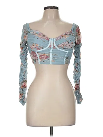 Pre-owned Windsor Long Sleeve Top Blue Sweetheart Neckline Tops