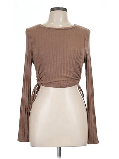 Pre-owned Windsor Long Sleeve Top Brown Boatneck Tops