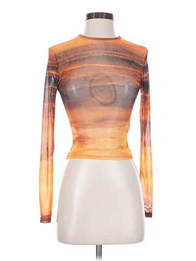 Pre-owned Windsor Long Sleeve Top Orange Turtleneck Tops