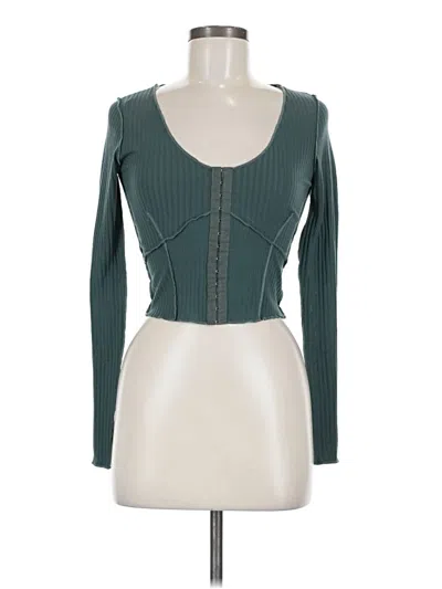 Pre-owned Windsor Long Sleeve Top Teal Sweetheart Neckline Tops In Blue