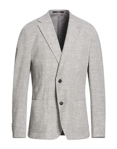 Windsor . Man Blazer Light Grey Size 46 Cotton, Viscose, Linen, Elastane In Gray