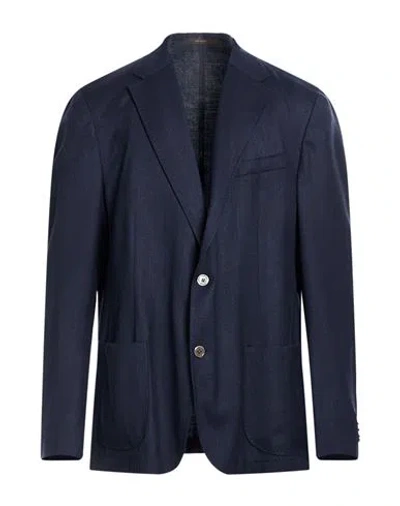 Windsor . Man Blazer Midnight Blue Size 50 Wool, Silk, Linen, Elastane