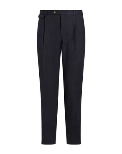 Windsor . Man Pants Navy Size 40 Linen, Lyocell, Elastane In Black