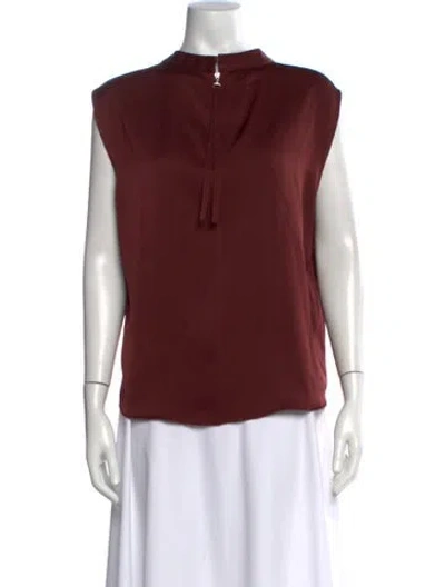 Pre-owned Windsor Mock Neck Sleeveless Top W/ Tags In Burgundy