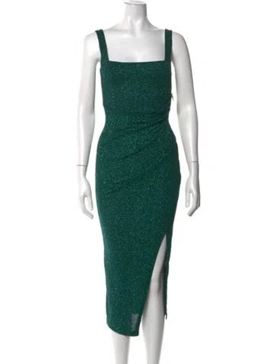 Pre-owned Windsor Printed Midi Length Dress In Green