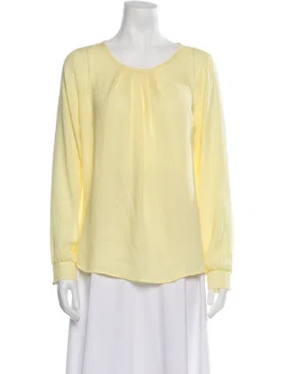Pre-owned Windsor Scoop Neck Long Sleeve Blouse In Yellow
