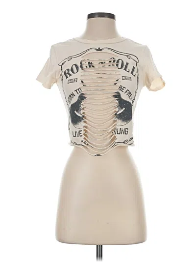 Pre-owned Windsor Short Sleeve Top Ivory Keyhole Neckline Tops