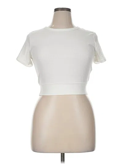 Pre-owned Windsor Short Sleeve Top Ivory Mock Neckline Tops In White