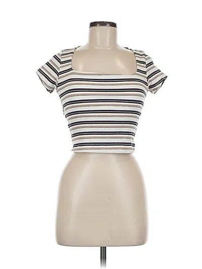 Pre-owned Windsor Short Sleeve Top Ivory Square Neckline Tops In White