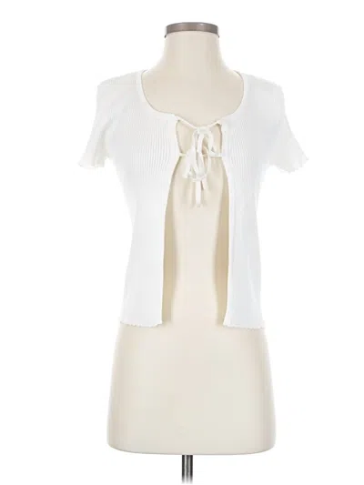 Pre-owned Windsor Short Sleeve Top Ivory Tie Neck Tops In White