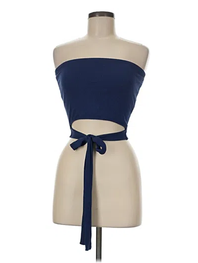 Pre-owned Windsor Sleeveless Top Blue Strapless Neckline Tops