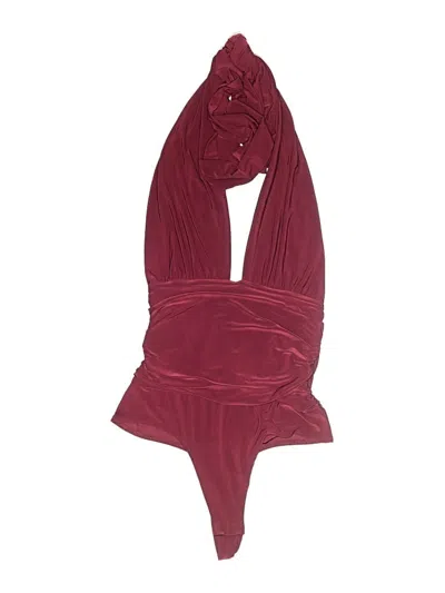 Pre-owned Windsor Sleeveless Top Burgundy Halter Neckline Tops