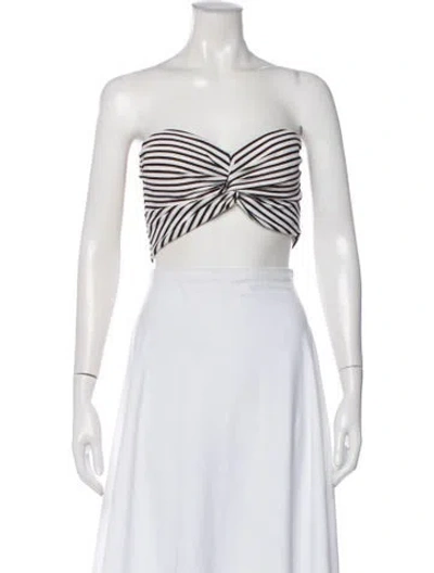 Pre-owned Windsor Striped Strapless Crop Top In White