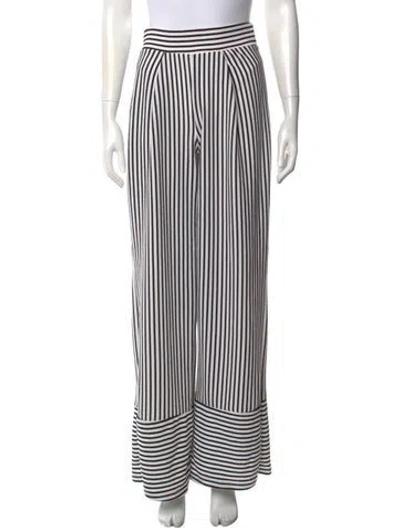 Pre-owned Windsor Striped Wide Leg Pants In White