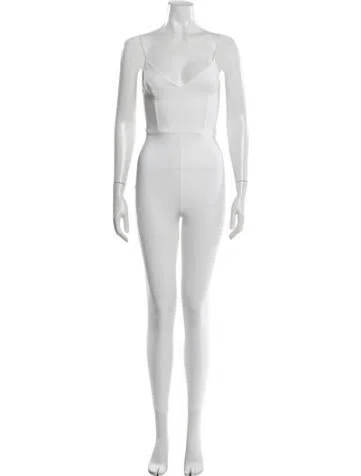 Pre-owned Windsor V-neck Jumpsuit In White
