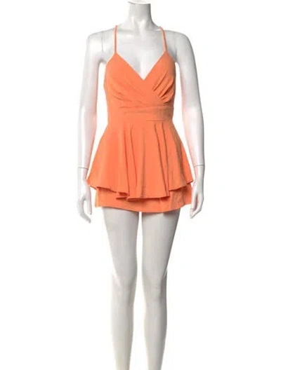 Pre-owned Windsor V-neck Romper W/ Tags In Orange
