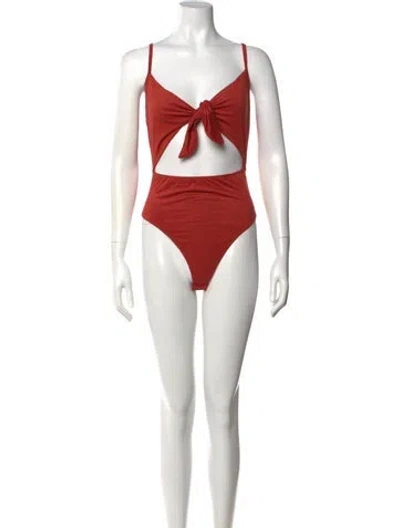 Pre-owned Windsor V-neck Sleeveless Bodysuit In Orange