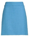 Windsor . Woman Mini Skirt Azure Size 14 Wool, Polyamide, Elastane In Blue