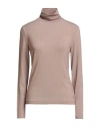 Windsor . Woman Turtleneck Light Brown Size 12 Lyocell, Wool, Elastane In Neutral
