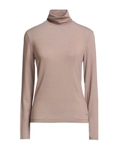 Windsor . Woman Turtleneck Light Brown Size 12 Lyocell, Wool, Elastane In Neutral