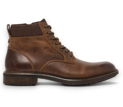 Windsorsmith Beau - Men's Brown Lace Up Side Zip Leather Chelsea Boots