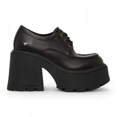 Windsorsmith Leather Ankle Boots Chunky Platform Lace-up Shoes In Black