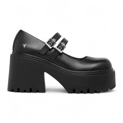 Windsorsmith Leather Boots Chunky Platform Heel Buckle Shoes In Black