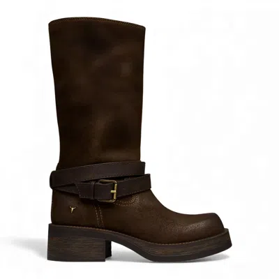 Windsorsmith Suede Leather Mid-calf High Western Riding Boots In Brown