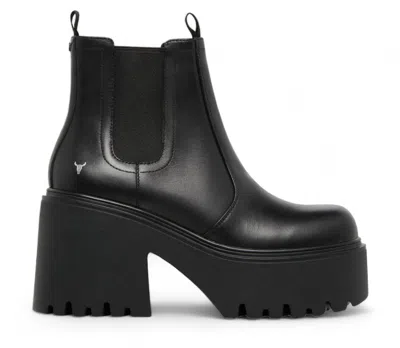 Windsorsmith Tricky - Women's Black Leather Platform Chelsea Boots
