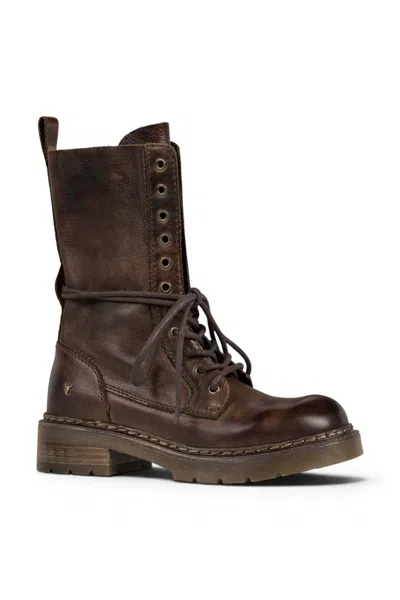 Windsorsmith Women's Brown Leather Lace-up Combat Boots - Intermission