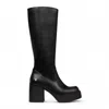 Windsorsmith Womens Black Faux Leather Knee-high Platform Heel Boots - Niche