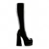 Windsorsmith Womens Black Knee-high Sock Platform Goth Heel Boots - Saucy