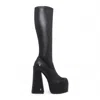 Windsorsmith Womens Black Knee-high Sock Platform Goth Heel Boots - Survival